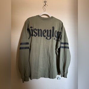 Spirit jersey Disneyland resort sz small green black striped sleeves oversized